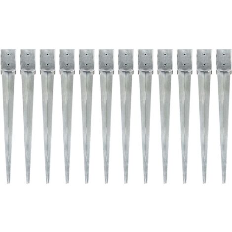 FIMEI Piquets au sol 12 pcs Argenté 10x10x91 cm Acier galvanisé (1/5)