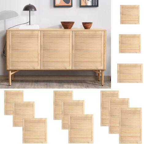 Porte à persiennes 2 pcs en bois de pin massif 39,5 x 49,4 cm – Circulation d'air optimale – Structure lamellaire ouverte – Fimei