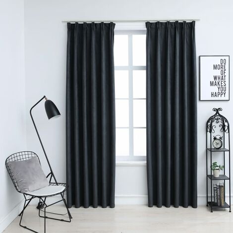 FIMEI Rideaux occultants avec crochets 2 pcs Anthracite 140x225 cm (1/5)