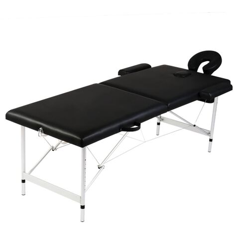 FIMEI Table pliable de massage Noir 2 zones avec cadre en aluminium (1/5)