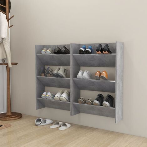 FIMEI Armoires à chaussures murales 2 pcs Gris béton 60x18x90 cm (1/5)