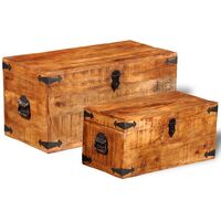 FIMEI Coffre de rangement 2 pcs Bois massif de manguier