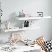 FIMEI Étagère murale flottante 2 pcs Blanc brillant 90x23,5x3,8cm MDF