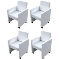 FIMEI Chaises de salle à manger 4 pcs Blanc Similicuir