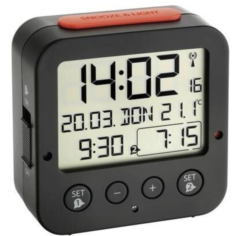 Timegyro Orologio digitale a LED a batteria, sveglia per camere da letto, display LED/LCD commutabile, due livelli di luminosità LED, 12/24 ore