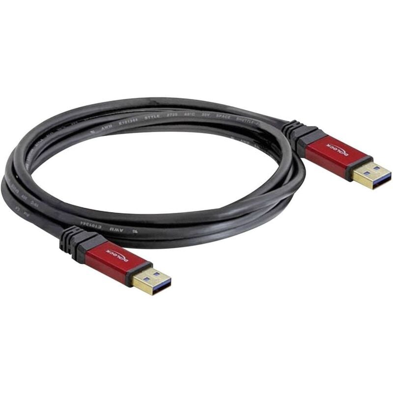 Delock Cavo USB USB 3.2 Gen1 (USB 3.0) Spina USB-A, Spina USB-A 3.00 m  Rosso, Nero contatti connettore dorati, Certific