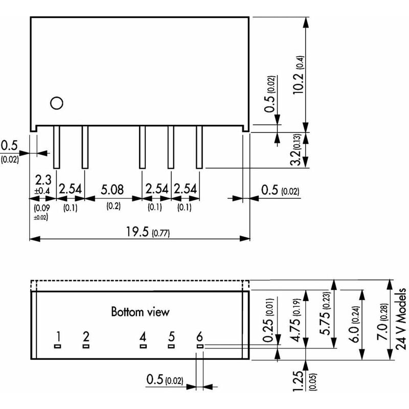 TracoPower TMA 2412S Convertitore DC/DC da circuito stampato 24 V/DC 12 V/DC  80 mA 1 W Num. uscite: 1 x Contenuto 1 pz.
