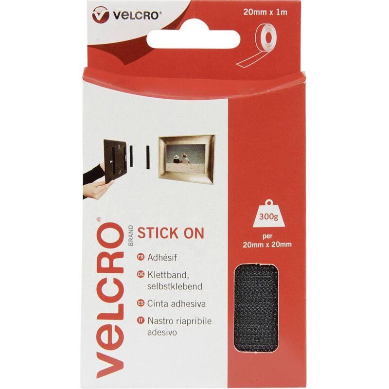 VELCRO® VEL-EC60211 Nastro a strappo da incollare Lato morbido e lato  rigido (L x L) 1000 mm x 20 mm Nero 1 m