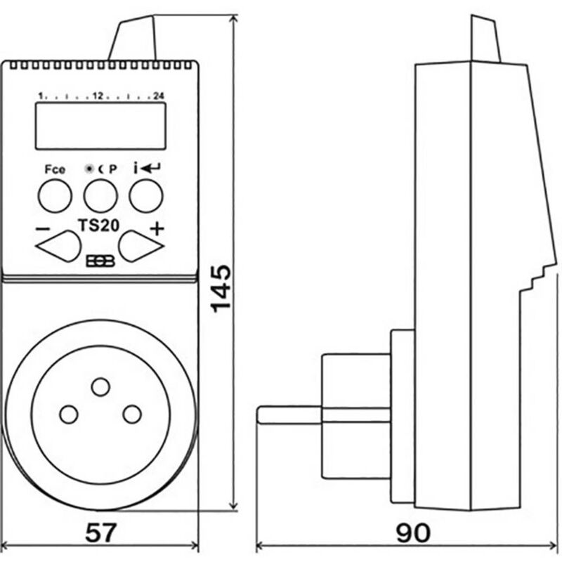 Elektrobock TS20 Termostato ambiente Spina intermedia