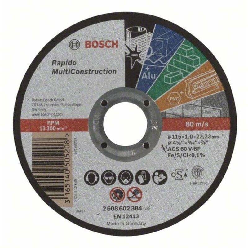 Bosch Accessories ACS 60 V BF 2608602384 Disco di taglio dritto 115 mm 1  pz. Metallo