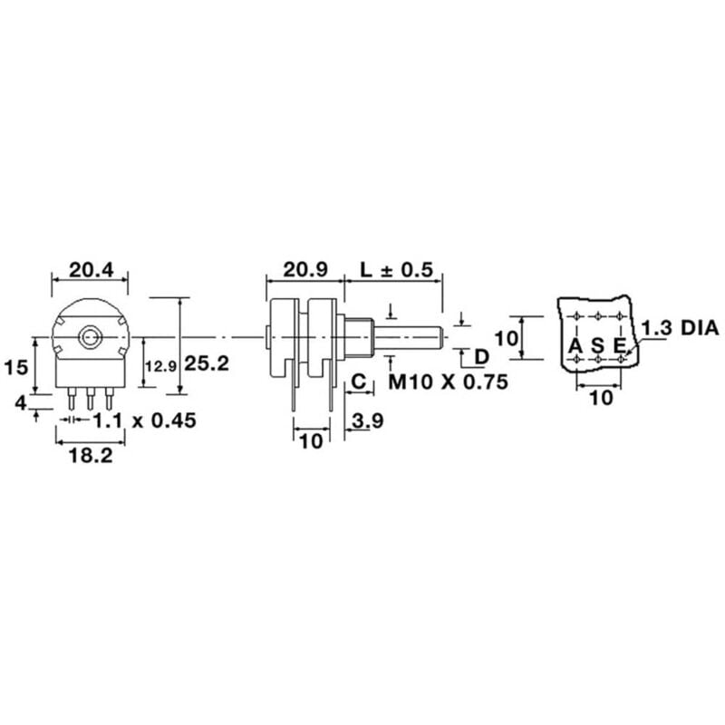 ALPS 402147 RK09L12B0 50KAX2 Potenziometro rotativo Stereo 0.05 W 50 kΩ 1  pz.