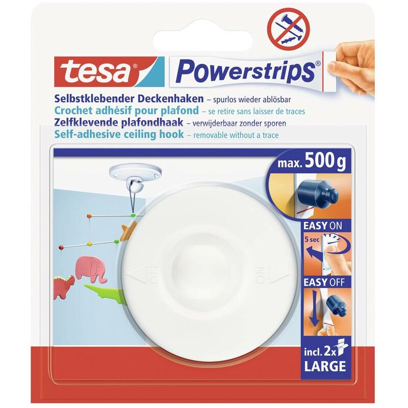 tesa POWERSTRIPS® Gancio per soffitto della stanza Bianco Contenuto: 1 pz.