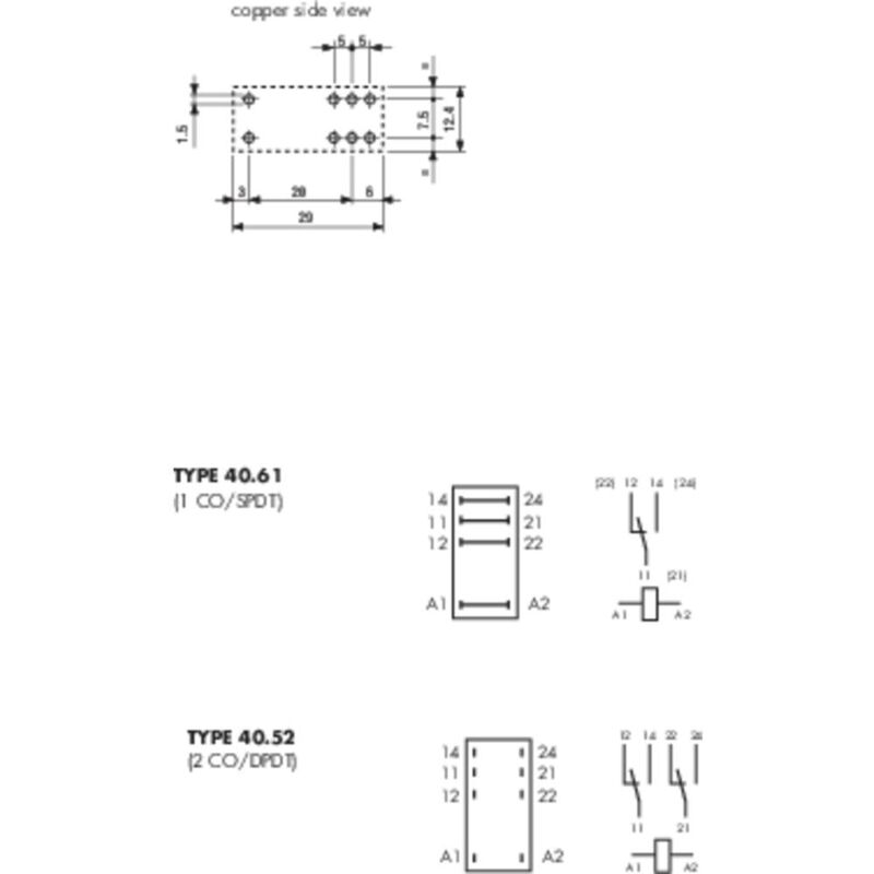 RELE MINI 24V DC 2 SCAMBI FIN 405290240000 FINDER