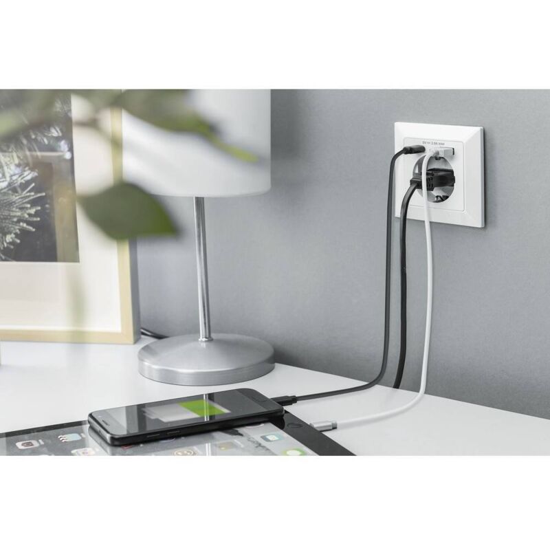 Multipresa 3 Posti e 2 Porte USB con Supporto per Smartphone e Luce Notturna