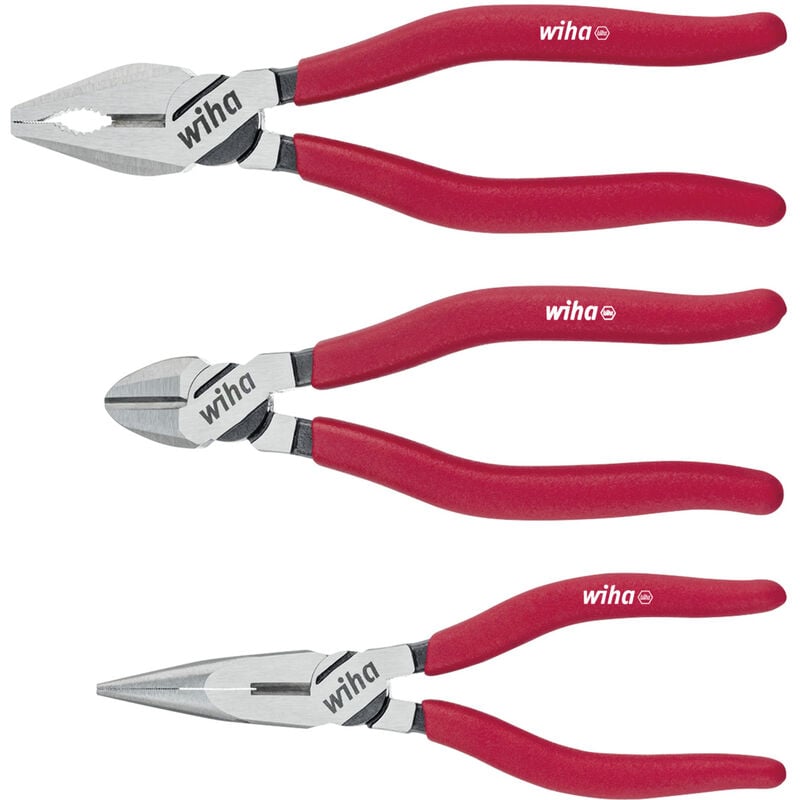 Wiha Set di pinze Classic Pinza universale, pinza a becchi mezzitondi,  tronchese, 3 pz. (26850)