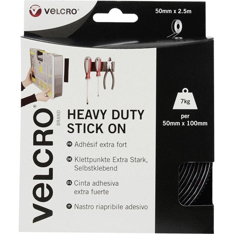 VELCRO® VEL-EC60245 Nastro a strappo da incollare Lato morbido e lato rigido,  extra forte (L x L) 2500 mm x 50 mm Nero