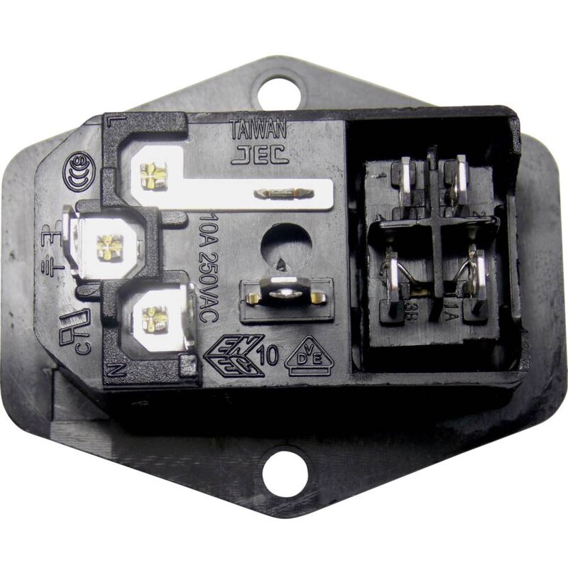 K & B 59JR101-1FR-LR Connettore IEC 42R Spina verticale Tot poli: 2 + PE 6  A, 10 A Nero 1 pz.