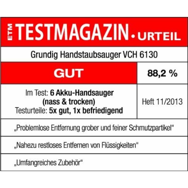 Aspirapolvere a batterie Grundig VCH6130 Wet \u0026 Dry 7,2 V Nero, Argento