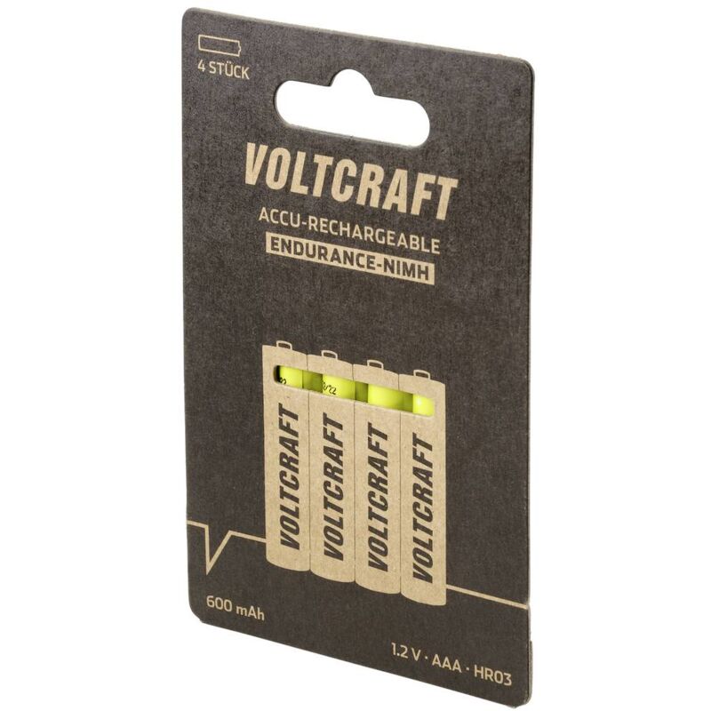 VOLTCRAFT Endurance Batteria ricaricabile Ministilo (AAA) NiMH 600 mAh 1.2  V 4 pz.