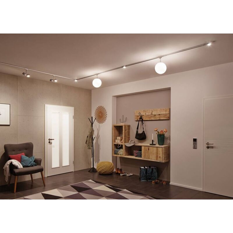 Paulmann URail Sistema Illuminazione A Binario | Set Con 4 Plafoniere | Binario 2m + Alimentazione | GU10 Max 10W | Cromo Opaco - Foto 6