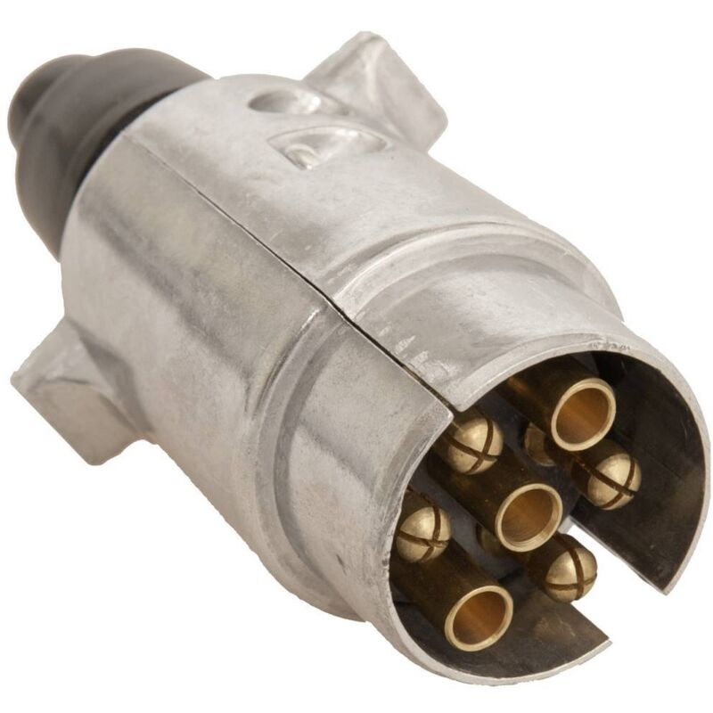 Spina Rimorchio 7 Poli In Metallo, Impermeabile, Alloggiamento Alluminio E Contatti In Ottone - Per Veicoli 12V