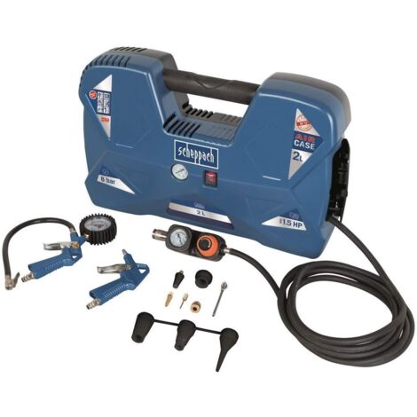 Compressore aria portatile 2l con accessori 1.5hp Scheppach air case