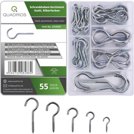 Quadrios 22SA052 Assortimento ganci a vite argento 55 pezzi 55 pz. (1/5)