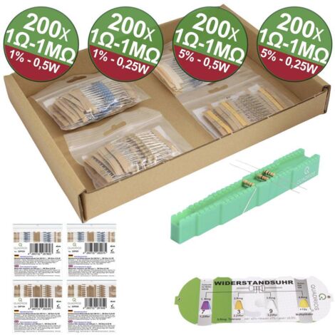 Quadrios 23P131 23P131 Assortimento di resistori a strato di carbone assiale 800 pz. (1/4)