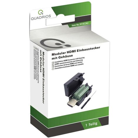 Quadrios 2010C262 Connettore HDMI Spina dritta Numero Poli (num): 20 Nero 1 KIT (1/4)