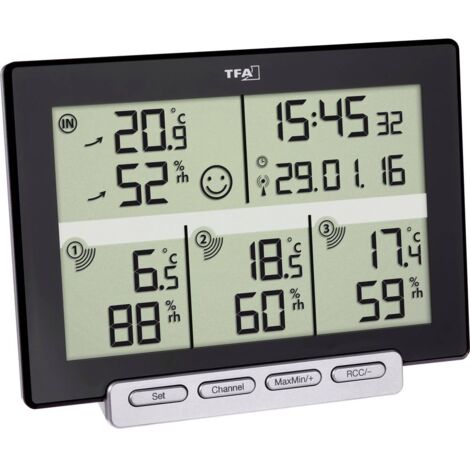 TFA Dostmann Multi-Sens Termoigrometro senza fili Nero 30.3057.01 (1/2)