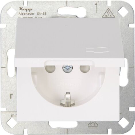 Presa Schuko Siemens Delta I-system Con Coperchio Ribaltabile - Bianco Elettrico, 10/16A 250V, 55x55mm