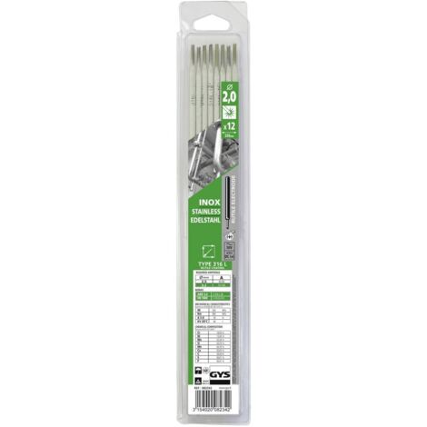 GYS - 12 Elettrodi in acciaio inossidabile, 316 L, MMA, Diametro 2 mm - 082359