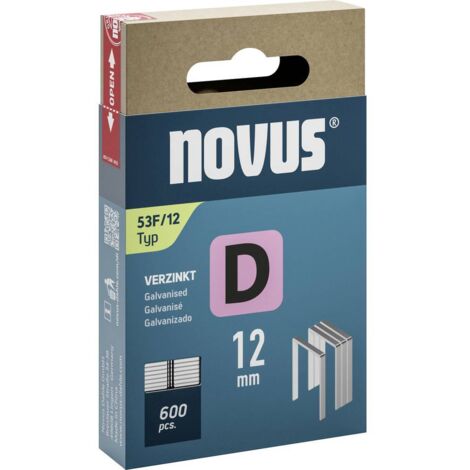 Novus Tools 042-0791 Graffette filo piatto tipo 53F 600 pz. Dimensioni (L x L) 12 mm x 11.3 mm (1/2)