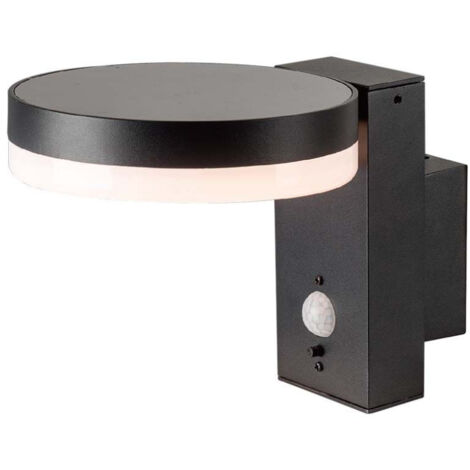V-TAC Lampada LED Rotonda 5.5W con Pannello e Sensore PIR Corpo Nero Bianco Caldo IP44