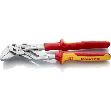 KNIPEX 86 06 250 Pinza chiave pinza e chiave in un unico utensile isolati con manici rivestiti in materiale bicomponente, collaudati VDE cromata 250 mm