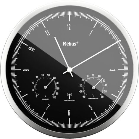 Mebus 19777 Radiocontrollato Orologio da parete 25 cm x 50 mm Argento Movimento silenzioso (senza scatti) (1/5)