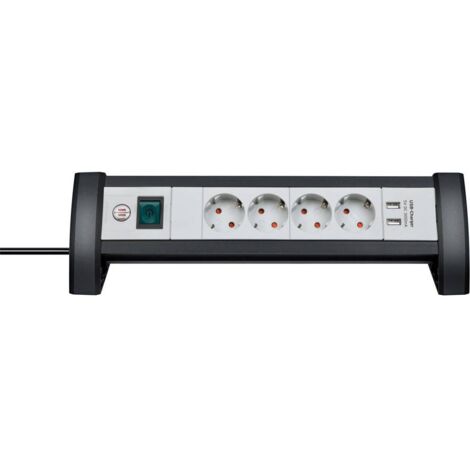 Multipresa con 4 Prese con Interruttore Brennenstuhl Premium-Office-Line 3600 W Nero USB x 2 (1,8 m)