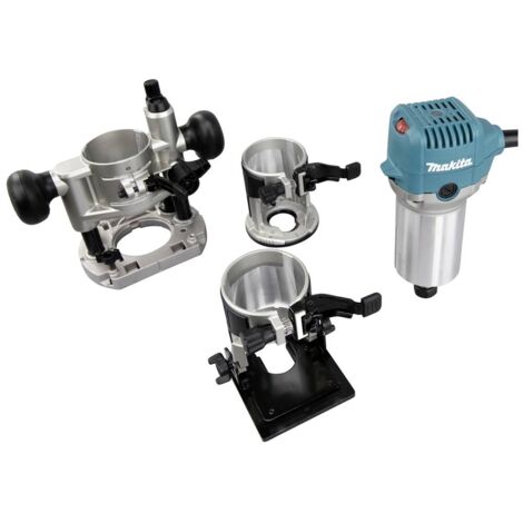 Makita RT 0702 CX2J Fresatrice Multifunzione da 710 W con Morsetti da 6/8 mm, Kit Completo con Moduli per Fresatura, Angoli e Spigoli, Valigetta Makpac (1/5)