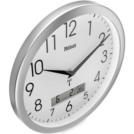 Monzana Orologio Da Parete Radiocontrollato 31 Cm | Cambio Ora Automatico, Silenzioso, Quadrante Ampio, Nero/bianco, Vetro 1,8 Mm