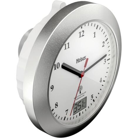 Mebus Orologio Da Parete RadioControllato 30 Cm – Temperatura E Umidità, Design Moderno In Metallo Argento E Bianco - 2
