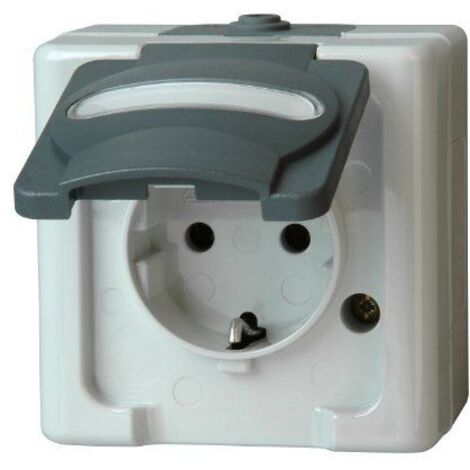 Kopp 103356006 1 pezzo Interruttore per ambienti umidi Completo Presa schuko con coperchio ribaltabile BlueElectric Gri (1/2)