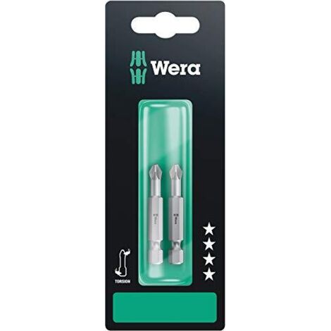 Wera 855/4 TZ SB SiS 05134385001 Inserto a Croce PZ 2 Acciaio per utensili duro F 6.3 2 pz. (1/3)