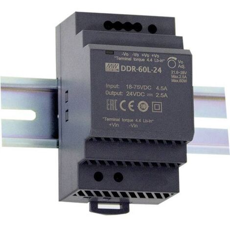 Mean Well DDR-60G-5 Convertitore DC/DC per guida DIN 5 V/DC 10.8 A 54 W Num. uscite:1 x Contenuto 1 pz.