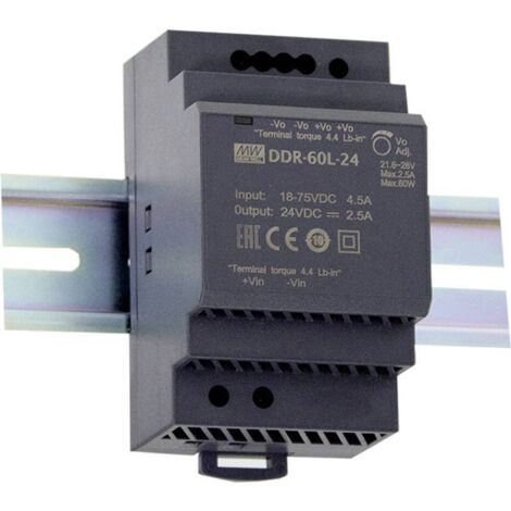 Mean Well DDR-60G-12 Convertitore DC/DC per guida DIN 12 V/DC 5 A 60 W 1 x