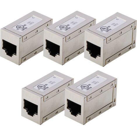 DIGITUS CAT 6 Modulaire Koppeling - 2x RJ45 Aansluiting - afgeschermd - 1 Gbit/s - Netwerkkabel Aansluiting Ethernetkabel Patchkabel LAN Kabel - Zilver