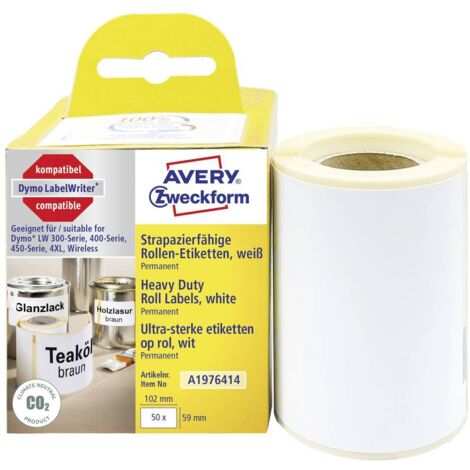 Avery-Zweckform A1976414 Rotolo di etichette 59 x 102 mm Pellicola Bianco 50 pz. A tenuta permanente Etichetta universa (1/3)