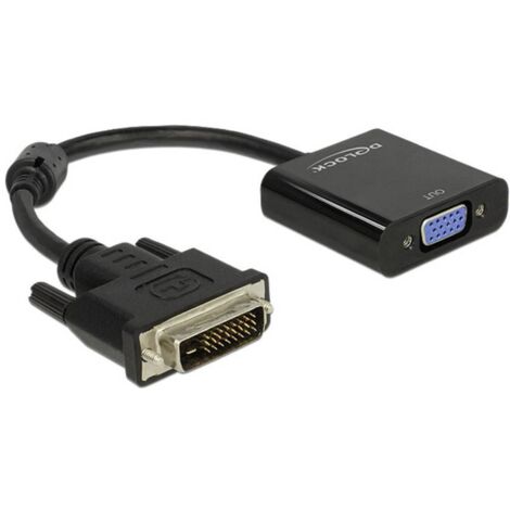 Delock 65658 DVI / VGA Adattatore [1x Spina DVI 24+1 poli - 1x Presa VGA] Nero con nucleo in ferrite 16.00 cm (1/5)