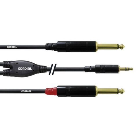 Cordial CFY3WPP Audio Cavo adattatore [1x Spina jack da 3.5 mm - 2x Spina jack da 6.3 mm] 3.00 m Nero (1/2)