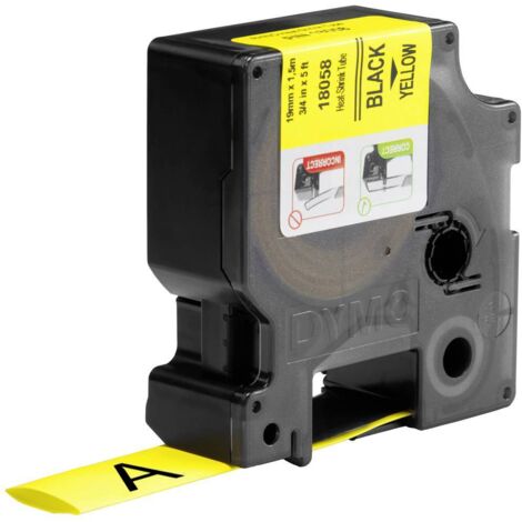 DYMO IND RHINO 18058 Poliolefina Colore Nastro: Giallo Colore carattere:Nero 19 mm 1.5 m (1/4)