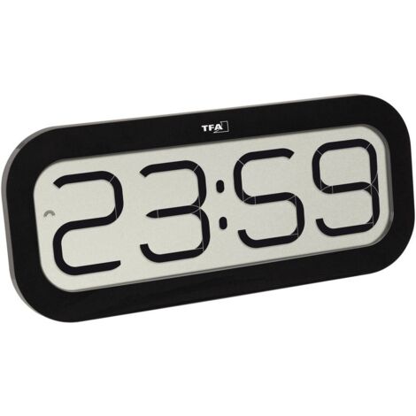 TFA Dostmann Timeline Max - Orologio radiocontrollato digitale, in plastica (nero con batterie
